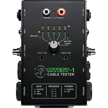 Mackie Cable Tester 5Way Switch BatteryPowered Connector Test Black MTest1