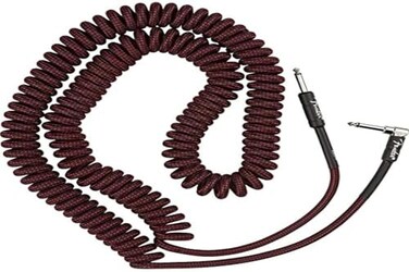 Fender Professional Series Tweed Coiled Instrument Cable Guitar Cable Guitar Accessories StraightAngle Red 30ft