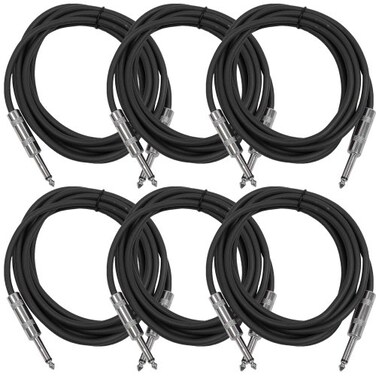 Seismic Audio Speakers Guitar Cables TS Guitar Cables Black Pack of 6 10 Feet