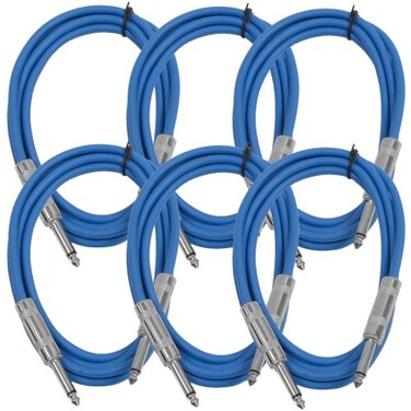 Seismic Audio SASTSX6Blue6PK 6Feet TS 14Inch Guitar Instrument or Patch Cable Blue