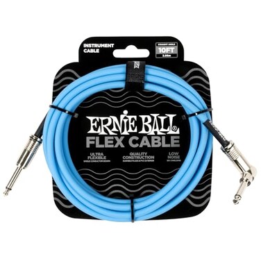 Ernie Ball Flex Instrument Cable StraightAngle 10ft Blue P06464
