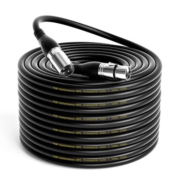 EBXYA 100Ft XLR Microphone Cables Premium Balanced Mic Speaker Cable with 3 Pins XLR Male to Female 100 FeetBlack