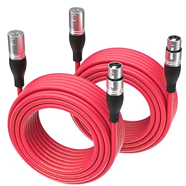 EBXYA XLR Cable 50ft 2 Packs Premium Balanced Microphone Cable with 3Pin XLR Male to Female Mic Speaker Cable Red