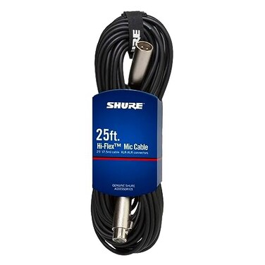 Shure C25J 25foot HiFlex Cable with Chrome XLR Connectors Black
