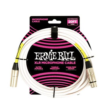 Ernie Ball 20ft XLR Microphone Cable White P06389