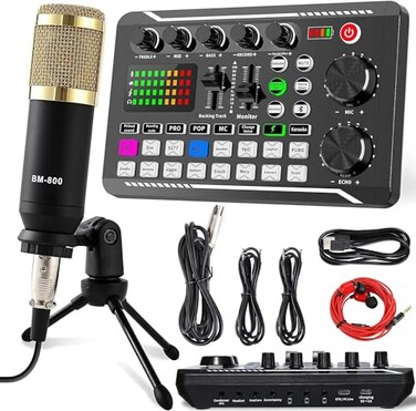 SINWE Podcast Equipment Bundle Condenser Microphone with Tripod Stand and Professional Audio Mixer for Studio Recording Vocals Voice Overs Streaming Broadcast and YouTube Videos