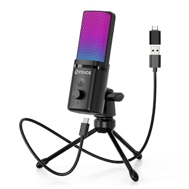 FDUCE Gaming USB Microphone for PCRGB Condenser Computer Mic with Tripod StandQuick MuteGain ControlCardioid Mic for Streaming Podcast Twitch YouTube PC Computer PS5 M160