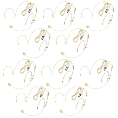 Akoree 10 Pack HeadsetHeadworn Microphone Double Over Ear Earset Micophone for Singing HandsFree Head Hanging Condenser Omnidirectional Mic for Shure4 Pin Mini XLR15M CableWindscreen