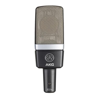 AKG Pro Audio C214 Studio Grade Professional Large Diaphragm Single Capsule Vocal and Instrument Condenser Microphone with Rugged Aluminum Carrying Case XLR Connector Gray with Gold