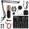 MorTime Condenser Microphone Bundle Live Sound Card Adjustable Boom Arm Shock Mount Metal Mic Pop Filter Sponge Pop Filter Cover Earphone Audio Cables and Power Cable Set of 11 Mic Kit