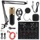 MorTime Condenser Microphone Bundle Live Sound Card Adjustable Boom Arm Shock Mount Metal Mic Pop Filter Sponge Pop Filter Cover Earphone Audio Cables and Power Cable Set of 11 Mic Kit