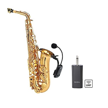 Newsmy Wireless Saxophone Microphone UHF for Musical Instruments Speaker Voice Amplifier with Receiver Clip Professional Orchestra Trumpet Saxo HiFi Megaphone Condenser Portable Handheld Mini Mic