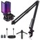 ZealSound Podcast Microphone USB Mic with Noise Cancellation Volume Mute Control RGB Light ZeroLatency Monitoring Gaming Microphones with Boom Arm Tripod Stand for PC Mac iPhone and Android