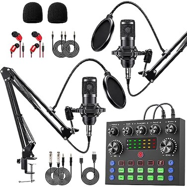 sktome Podcast Equipment Bundle for 2 V8s Voice Changer with BM800 Podcast Microphone Bundle Studio Condenser Microphone Perfect for Podcasting Recording Singing Streaming and Gaming