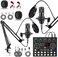 CofeLife Podcast Equipment Bundle for 2 V8s DJ Mixer Voice Changer with BM800 Podcast Microphone Bundle Studio Condenser Microphone Perfect for Podcasting Recording Singing Streaming and Gaming