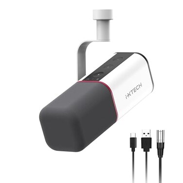 IXTECH Cardioid Dynamic Microphone with Mic Cover Vocal USB XLR Microphone for Podcasting Streaming Recording Gaming and VoiceOver White