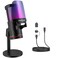 ZealSound USB Microphone for PC Mac iPhone Android Podcast Mic with Noise Cancellation Touch Mute RGB Light Volume Monitor Control for Streaming Gaming Podcasting ASMR TikTok Discord YouTube