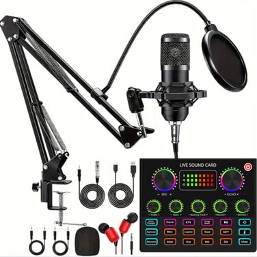 sktome Podcast Equipment Bundle V8max Voice Changer with Podcast Microphone Bundle Studio Condenser Microphone Perfect for Podcasting Recording Singing Streaming and Gaming