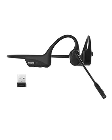 SHOKZ OpenComm2 UC 2025 Upgrade OpenEar Wireless Computer Headset with Boom Mic Bone Conduction Bluetooth Stereo Headphones USBA Dongle Compatible with PC and Mac Zoom C120UC