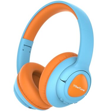 VibeTune Kids Bluetooth Headphones 60H Playtime Volume Limited 8594dB Bluetooth 54 TypeC Fast Charging Foldable Wireless Headphones for Kids Toddler Headsets with HD MicBlue