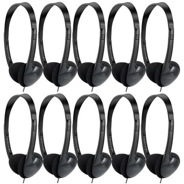 OSSZIT 30 Pack Class Set Headphones for Kids Students School Classroom Headphones Bulk Earphones Adjustable with 35 mm Jack for Library Children Adults Black Color