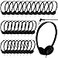 Yunsailing 30 Pack Bulk Over Ear Headphones Set On Ear Headsets Black Earphones with Adjustable Headband 35mm Plug for Group Learning Computer Lab Library Online Lesson and Testing