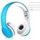 LilGadgets Connect Foldable Headphones Adjustable Fit Soft Touch Padding for Kids with Mic VolumeLimited Noise Reduction OnEar Wired Headset for School with SharePort Blue Ages 314