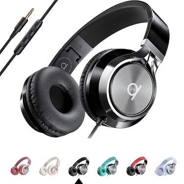 ARTIX CL750 Wired Headphones with Mic Noise Isolating OnEar Headphones for Computer and Laptop Wired Plug in Corded Headphone with Wire Foldable Aux Jack 35mm