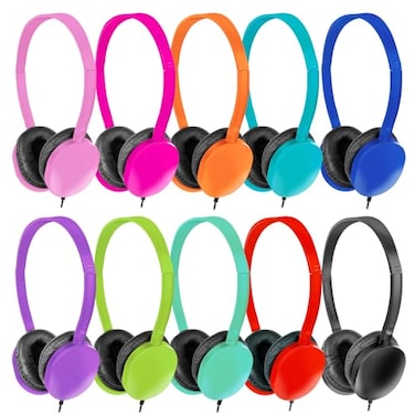 ZXQZYM Bulk Headphones 20 Pack for Classroom School Kids Wholesale Wired Adjustable Headphones Earphones for Students Schools Libraries Museums Mixed Color