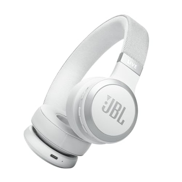 JBL Live 670NC Wireless OnEar Headphones with Adaptive Noise Cancelling with Smart Ambient Up to 65H Battery Life with Speed Charge Lightweight Comfortable and Foldable Design White