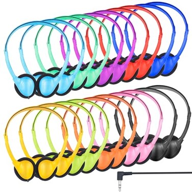 ZNXZXP 20 Pack Bulk Classroom Headphones for Students Kids School Wholesale Headphones Class Set with 35mm Jack for Chromebook Laptop PC Computer 10 Mixed Colors