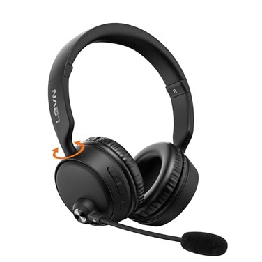 LEVN Bluetooth Headset with Microphone 60 Hrs Working Time Dual Connection Bluetooth Headphones with Mic Wireless Headset with Mic for WorkVideo MeetingsPhoneCall CenterPCMusicZoomTeams