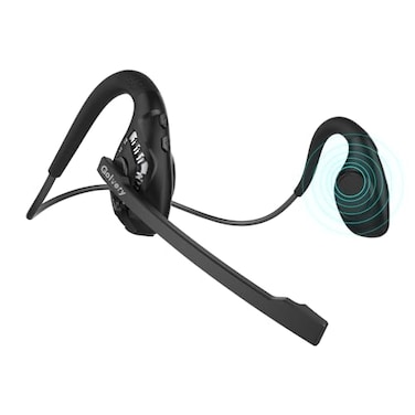 Golvery Open Ear Headphones with Mic Bluetooth 53 Headset with DSP Noise Cancelling Boom Microphone Mute for Work 10 Hour Wireless Headset for Meetings Black