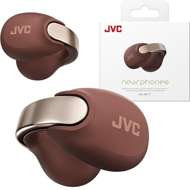 JVC Nearphones Open Ear True Wireless Headphones Open Ear Earbuds Bluetooth 5324H Playback IPX4 Water Resistant Builtin Mic Awareness Comfort Ear Clip Earbuds HANP1T