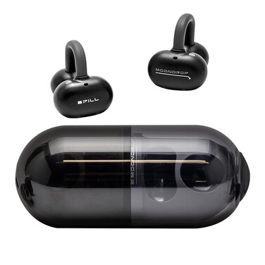 Moondrop Pill Open Ear Headphones Bluetooth 60 OWS Hanging Earphones IPX4 Open Ear Clip Wireless Earbuds Builtin AI ENC MD0WS003 Black