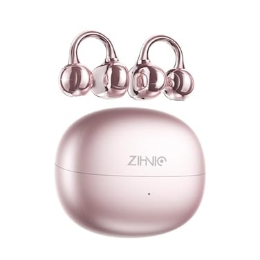 ZIHNIC S26 Wireless Clip on Earbuds Open Ear Wireless Bluetooth 54 Headphones with Mic IPX5 Waterproof 35Hr Play time Light Weight RoseGold