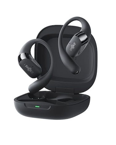 SHOKZ NEW OpenFit 2 OpenEar Headphones Dolby Audio Enabled Comfortable Earbuds with Soft Ear Hooks 48H Playtime IP55 WaterResistant USBC Fast Charging Wireless Charging Carrying Bag Black