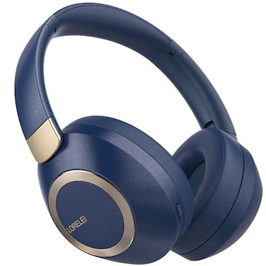 LORELEI BC6 Wireless Over Ear Headphones 50H Playtime Foldable Lightweight Bluetooth Headsets Deep Bass Builtin Microphone Memory Foam Earmuff for Travel Home Office Navy Blue