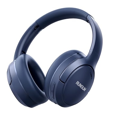 RUNOLIM Hybrid Active Noise Cancelling Headphones 65H Playtime Builtin Microphone Bluetooth Wireless Over Ear Foldable Headphones with HiFi Audio Home Travel Office