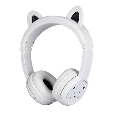 BuddyPhones PlayEars Plus Polar Bear Ear Foldable Bluetooth Kids Headphones Microphone Works Wired or Wireless SafeAudio VolumeLimiting for iPhoneiPadTabletPC and More
