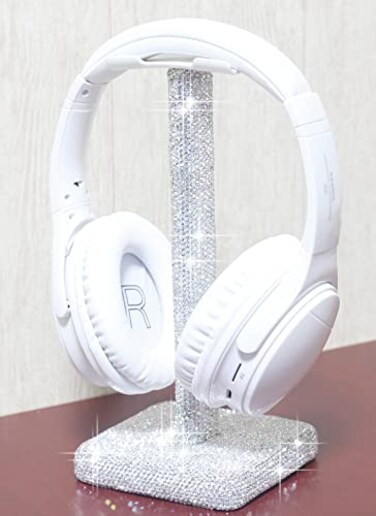 CARCHILE SH Luxury Rhinestones Headphone Stand Headset Holder Crystal Silver