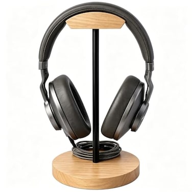 Bliocefo Headphone Stand Nature Wood Metal Headset Hanger Mount Hook Gaming Holder Desktop Earphone Artful Functional Craftmanship Stand for All Headsets with Solid Wooden Base