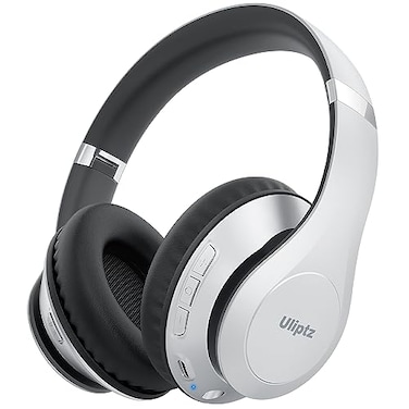 Uliptz Wireless Bluetooth Headphones 65H Playtime 6 EQ Sound Modes HiFi Stereo Over Ear Headphone with Microphone Foldable Lightweight Bluetooth 60 Headphones Silver