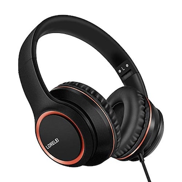 LORELEI X8 OverEar Wired Headphones with Microphone with 145mTangleFree Nylon Line35mm PlugLightweight Foldable Portable Headphones for SmartphoneTabletComputerMp34Space Black