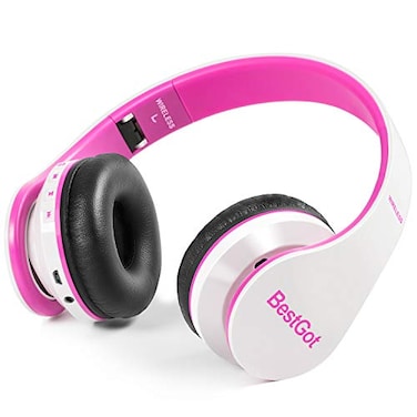 BESTGOT Kids Headphones Bluetooth BT6002 Wireless Headphones for Kids Child Volume Limited 85110dB for School Foldable Headset for 60 Hours PCPhoneTabletsTV WhitePink