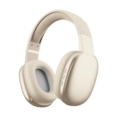 Gabba Goods Wireless Over Ear Bluetooth Headphones with Microphone Wireless Headset Noise Reduction Bluetooth WiredBuilt in Micro SD for Travel Home Work TVPCGamingCellphone Beige