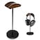 G GVOEARS Headphone Stand for Desk Headset Holder with Aluminum Alloy Support Rod Gaming Headset Stand with Wooden Support Plate