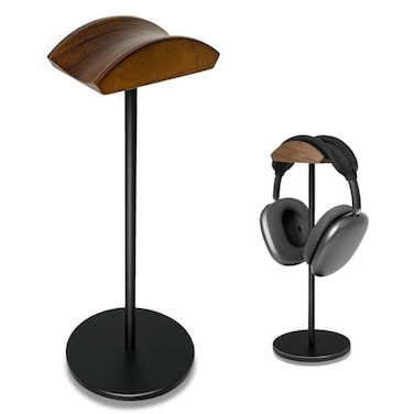 G GVOEARS Headphone Stand for Desk Headset Holder with Aluminum Alloy Support Rod Gaming Headset Stand with Wooden Support Plate