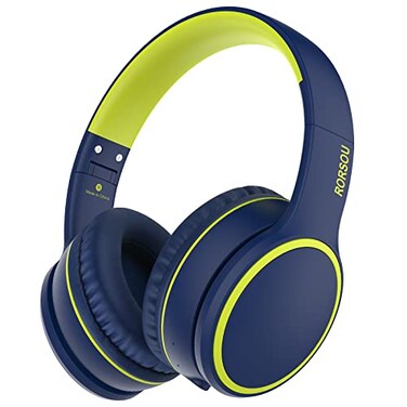 RORSOU B10 Wireless Bluetooth OverEar Headphones Lightweight Folding Stereo Bass Headset with Mic 50H Playtime Volume Control Bluetooth 53 Headphones for iPadTravelTabletPC Blue