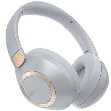 LORELEI BC6 Wireless Over Ear Headphones 50H Playtime Foldable Lightweight Bluetooth Headsets Deep Bass Builtin Microphone Memory Foam Earmuff for Travel Home Office Smoke Gray